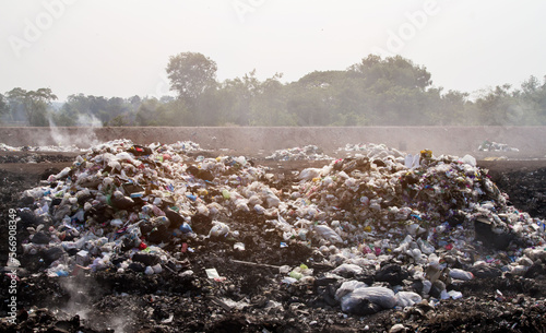 waste plastic bottles and other types of plastic waste at the Thilafushi waste disposal site. photo