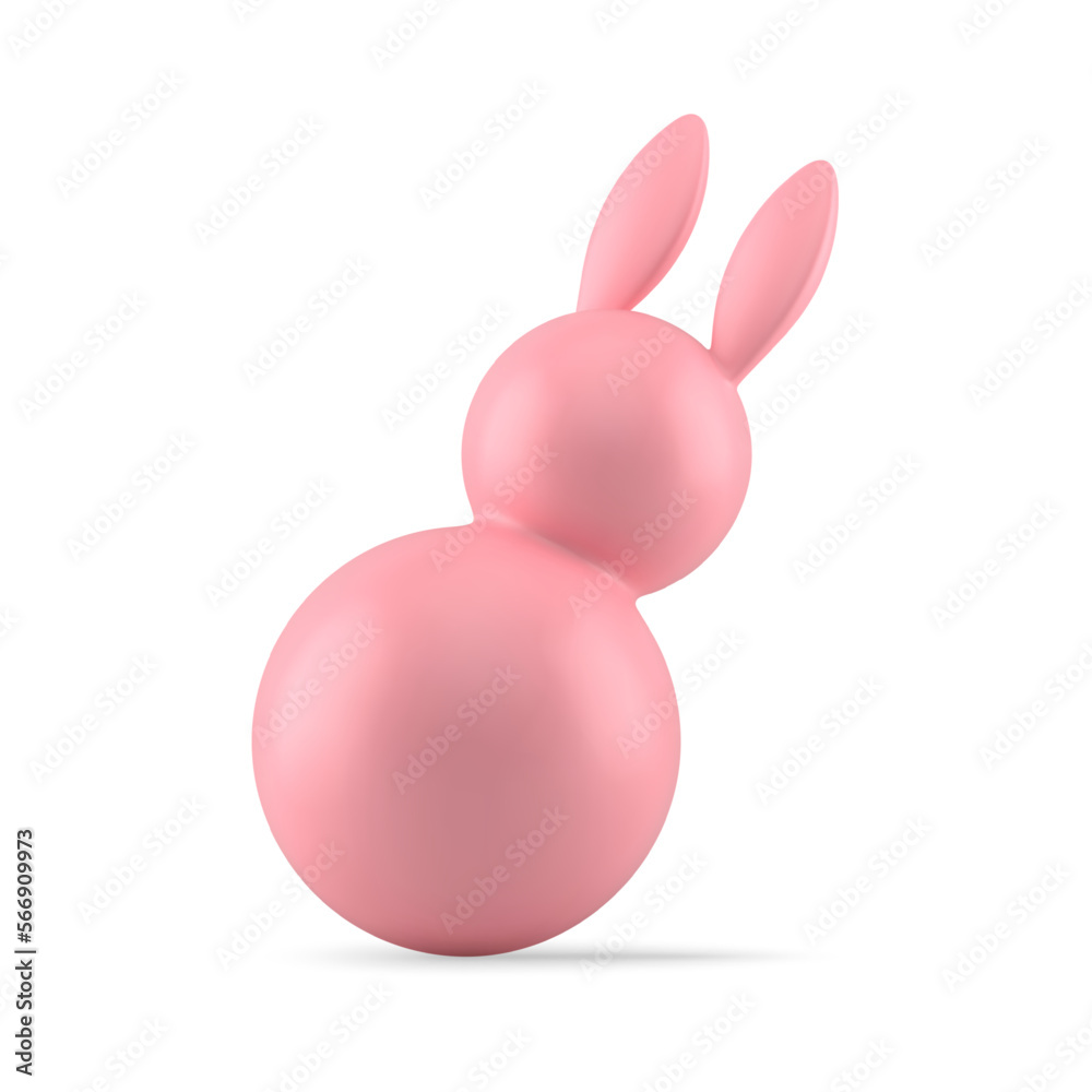 Easter bunny pink dynamic tumbling sway round minimalist bauble with long ears 3d icon vector Easter bunny pink dynamic tumbling sway round minimalist bauble with long ears 3d icon vector