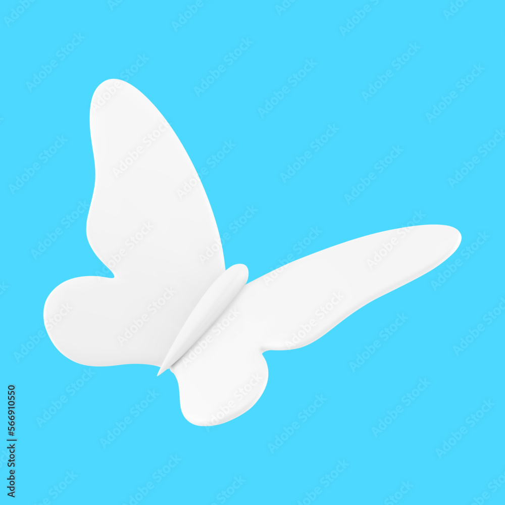 Flying white fashion butterfly ornamental insect 3d icon decor element realistic vector Flying white fashion butterfly ornamental insect 3d icon decor element realistic vector