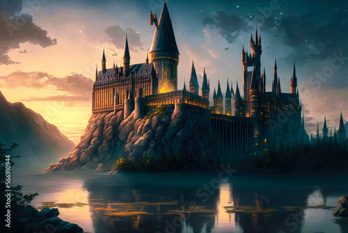 Obraz na plátne Hogwarts Castle - Generative AI