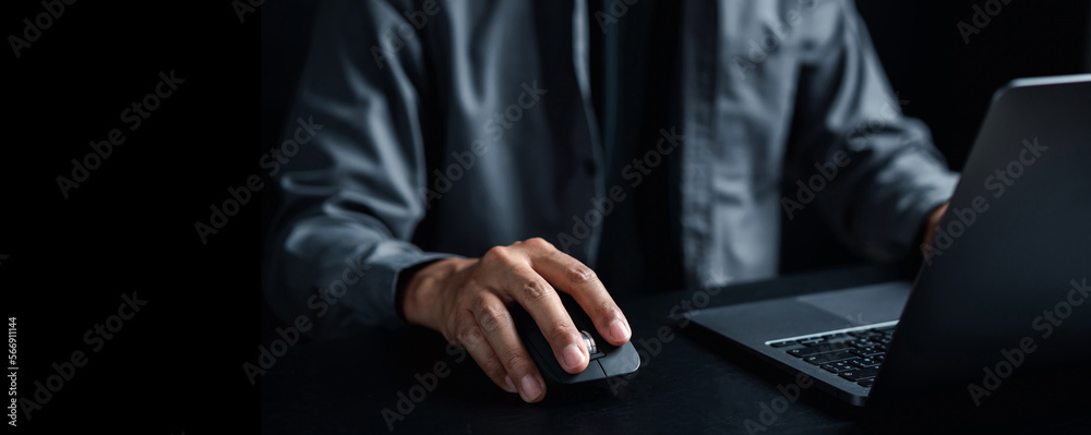 Obraz premium Businessman working laptop. stock business Business growth, progress or success. Businessman use laptop for trading, invest in trading in stock market or work digital marketing.