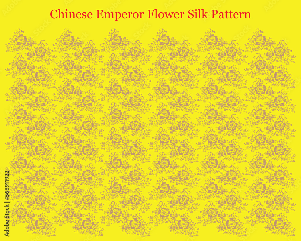 chinese emperor king classic traditional yellow flower silk textile pattern