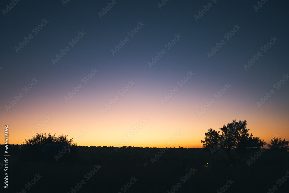 Moody picture of a twilight after romantic sunset outdoors