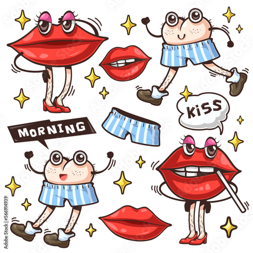 monster cartoon Character design of ass and lips vector illustration