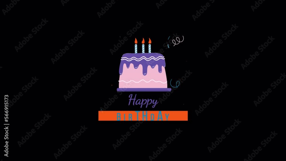 Happy Birthday Titles with Alpha Channel, colorful design, 4k resolution Happy Birthday Titles with Alpha Channel, colorful design, 4k resolution