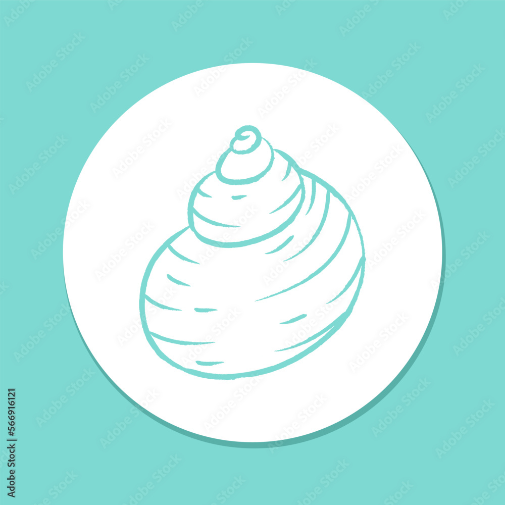 Hand drawn spiral seashell sticker, aquatic marine life illustration Hand drawn spiral seashell sticker, aquatic marine life illustration