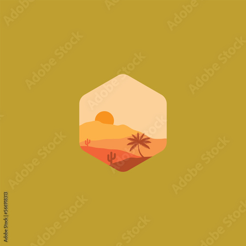 Desert illustration with minimalistic design.