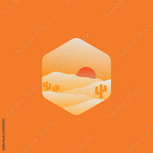 Desert illustration with minimalistic design.