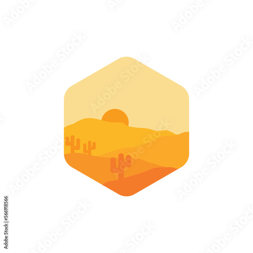 Desert illustration with minimalistic design.