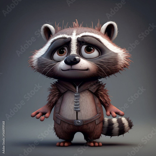 Cute Cartoon Raccoon Character using generative AI.