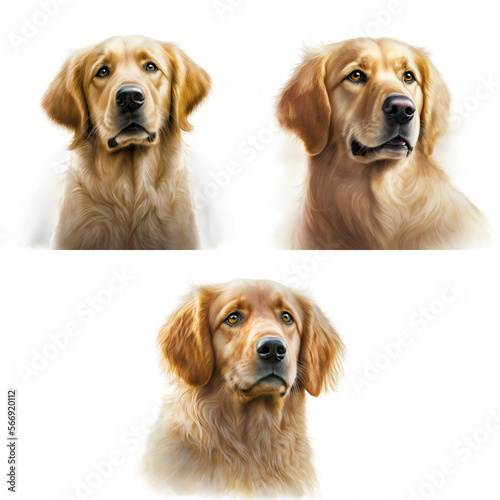 Golden-Retriever und Labrador (frontal) als Iconset – Generative AI