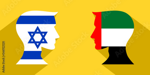 face to face concept. israel vs united arab emirates. vector illustration