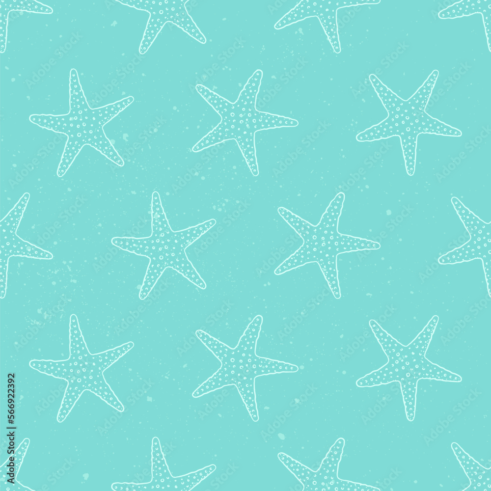 Starfish seamless pattern background vector illustration. Turquoise aquatic marine life wallpapers