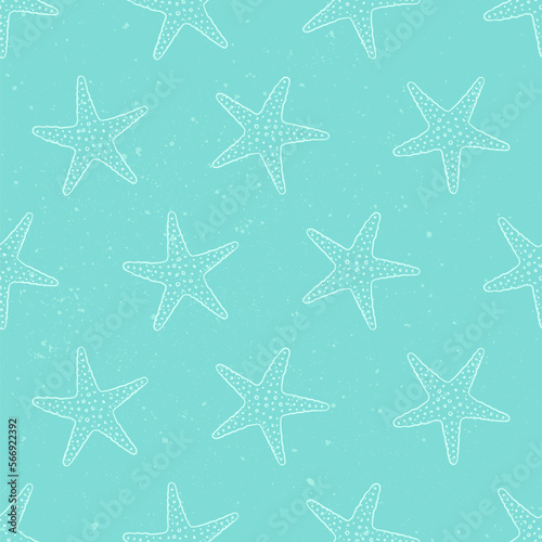 Starfish seamless pattern background vector illustration. Turquoise aquatic marine life wallpapers