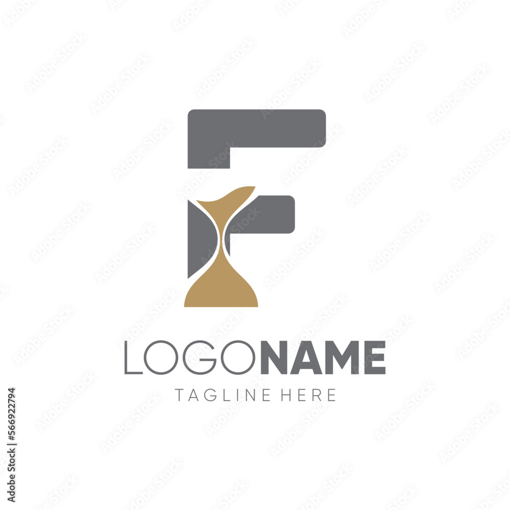 Letter F Sand Time Hourglass Logo Design Vector Icon Graphic Emblem Illustration Letter F Sand Time Hourglass Logo Design Vector Icon Graphic Emblem Illustration