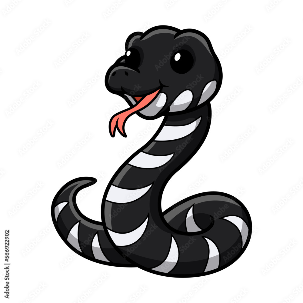 Fototapeta premium Cute mangrove snake cartoon (boiga dendrophila)