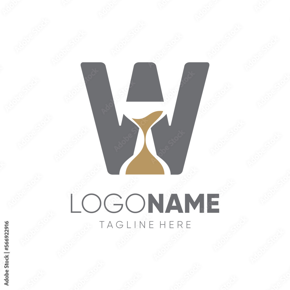 Letter W Sand Time Hourglass Logo Design Vector Icon Graphic Emblem Illustration Letter W Sand Time Hourglass Logo Design Vector Icon Graphic Emblem Illustration