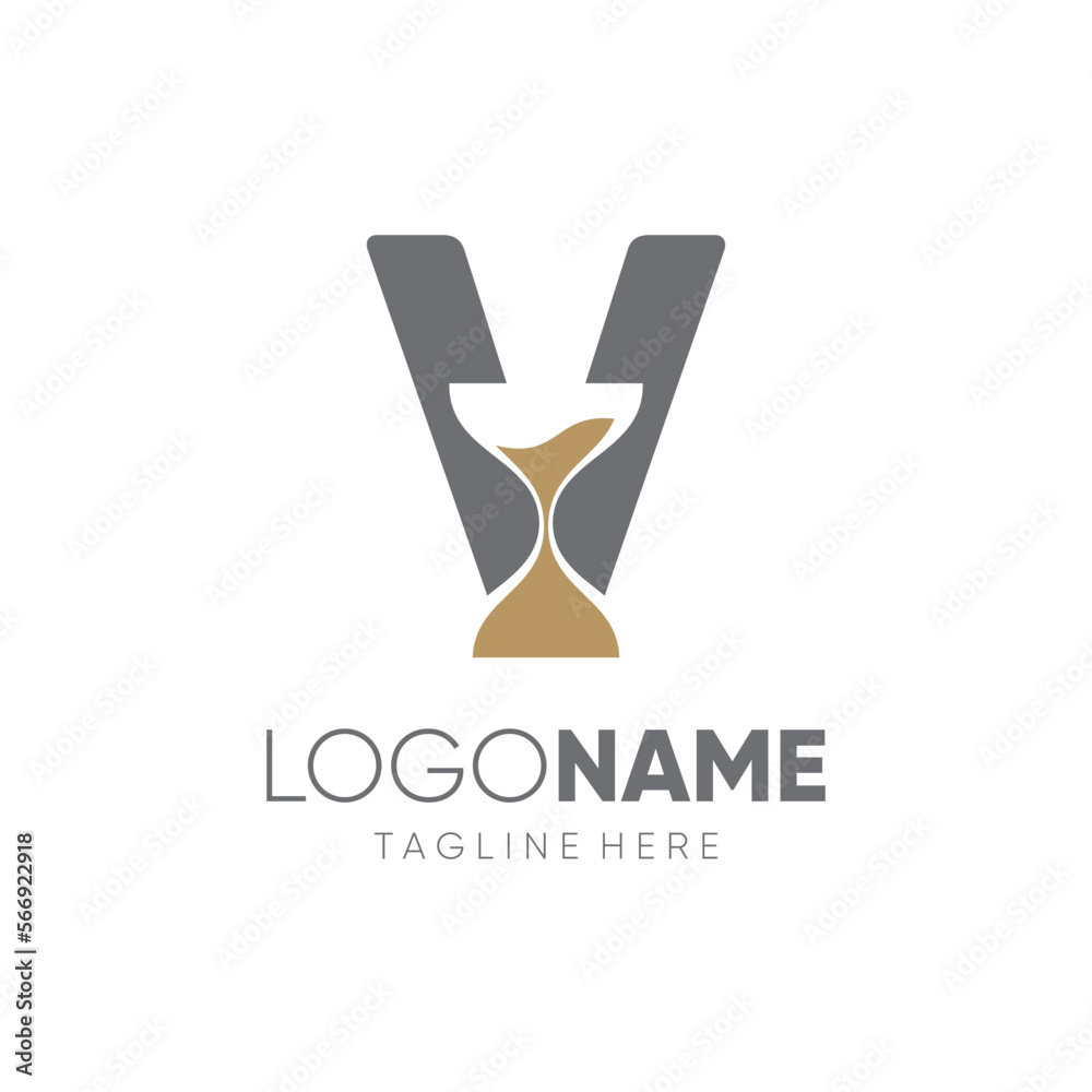 Letter V Sand Time Hourglass Logo Design Vector Icon Graphic Emblem Illustration Letter V Sand Time Hourglass Logo Design Vector Icon Graphic Emblem Illustration