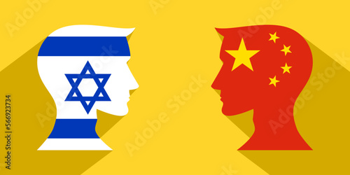 face to face concept. israel vs china. vector illustration