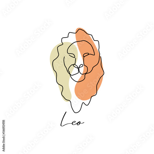 Astrology horoscope symbol zodiac Leo sign in line art style boho color