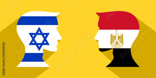 face to face concept. israel vs egypt. vector illustration