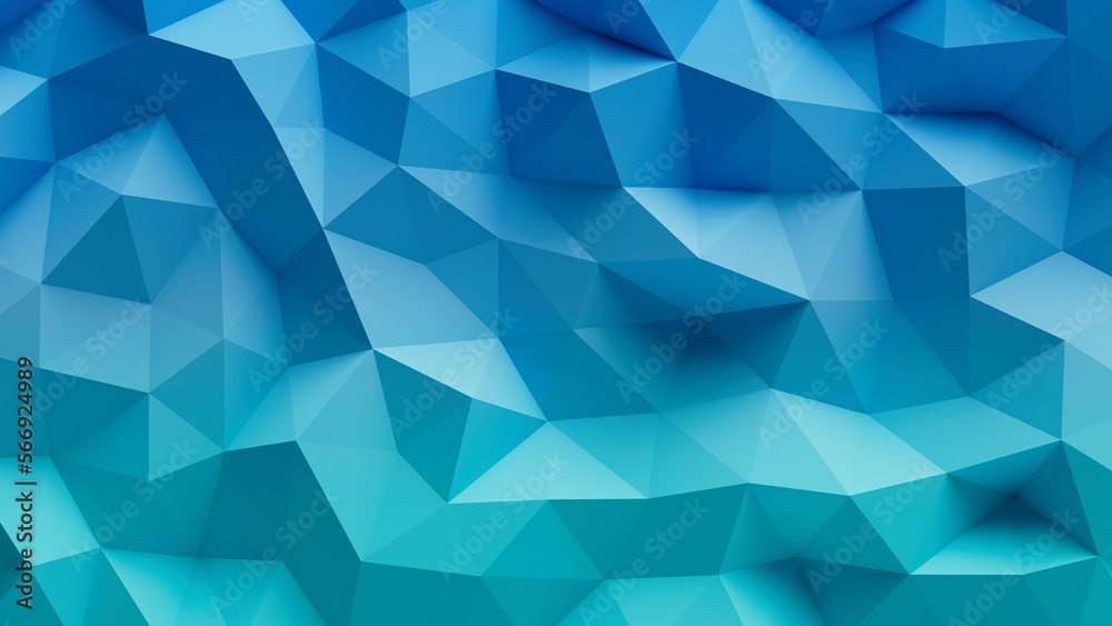 Fototapeta premium Abstract geometric background with triangles in blue to green gradient.