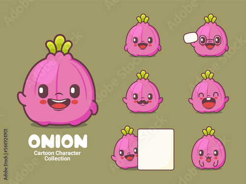 onion cartoon character plant vector illustration