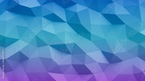 Abstract geometric background with triangles in blue to green to purple gradient.