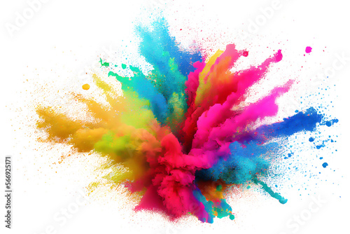 Colorful rainbow holi paint splash, color powder explosion, AI generated image