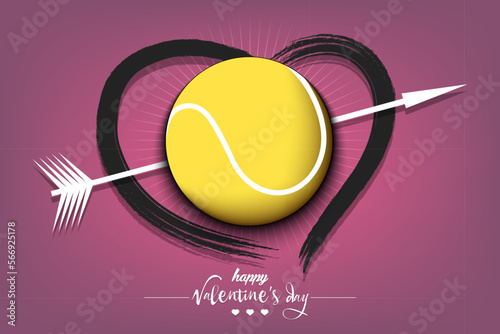 Happy Valentines Day. Tennis ball and heart