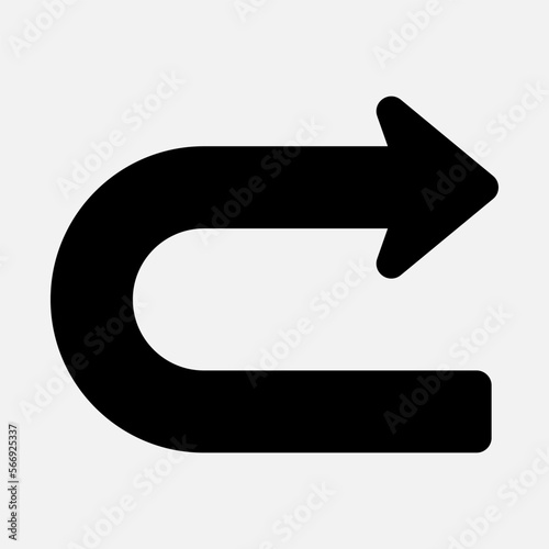 Turn right arrow icon vector illustration in solid style, use for website mobile app presentation