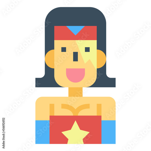 Female wrestler flat icon style