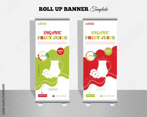 Fresh and organic fruit juice roll up banner or signage