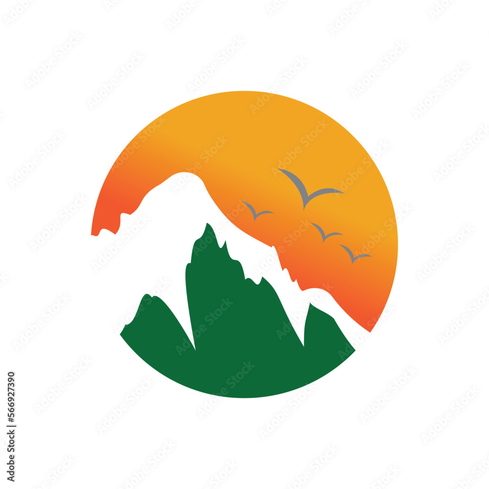 Naklejka premium Mountain illustration logo vector and symbol design