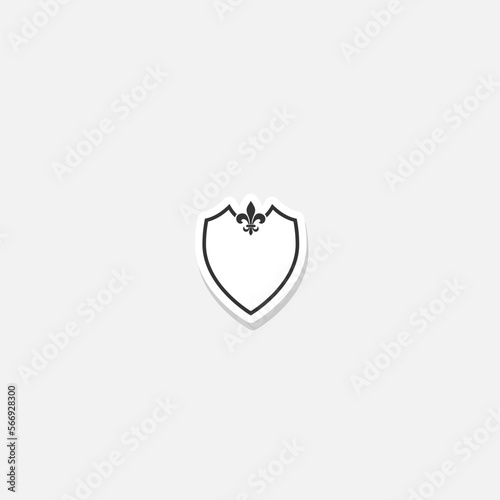 Coat of arms with fleur de lis icon sticker isolated on gray background photo
