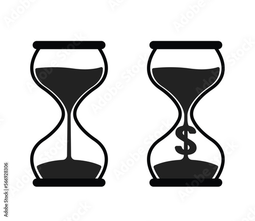 Sand Clock, Hourglass Silhouette, Money Sandglass Timer