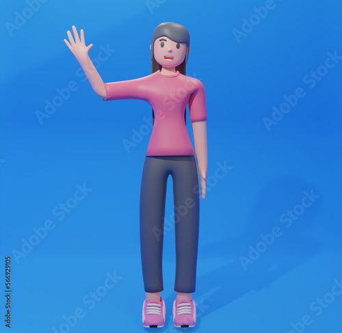 business Girl 3d illustration. a professional in developing business and managing marketing strategies to increase office income