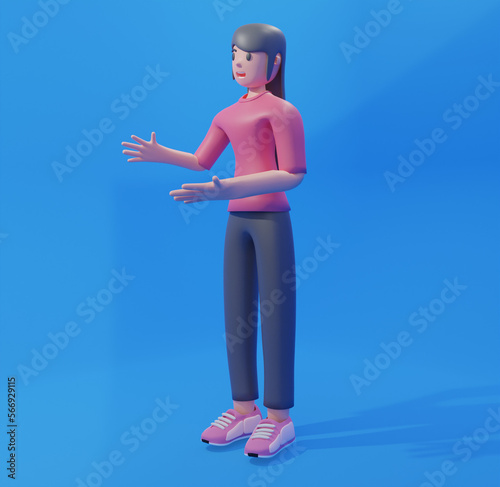 business Girl 3d illustration. a professional in developing business and managing marketing strategies to increase office income