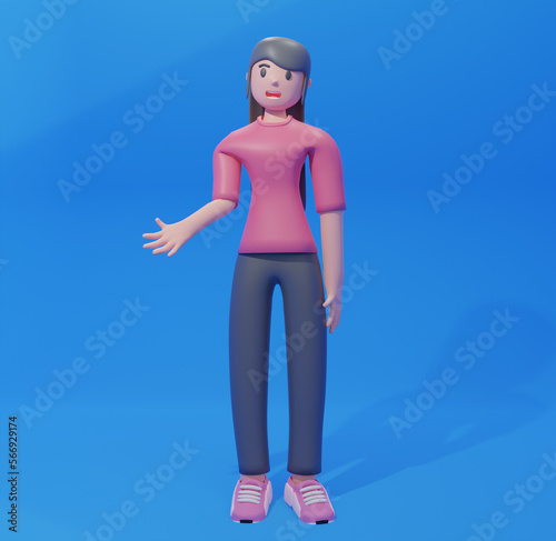 business Girl 3d illustration. a professional in developing business and managing marketing strategies to increase office income