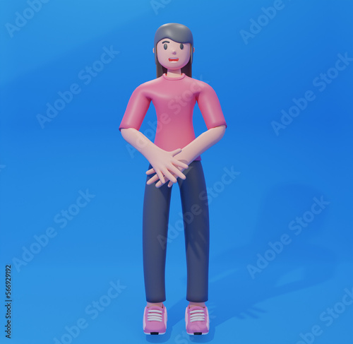 business Girl 3d illustration. a professional in developing business and managing marketing strategies to increase office income