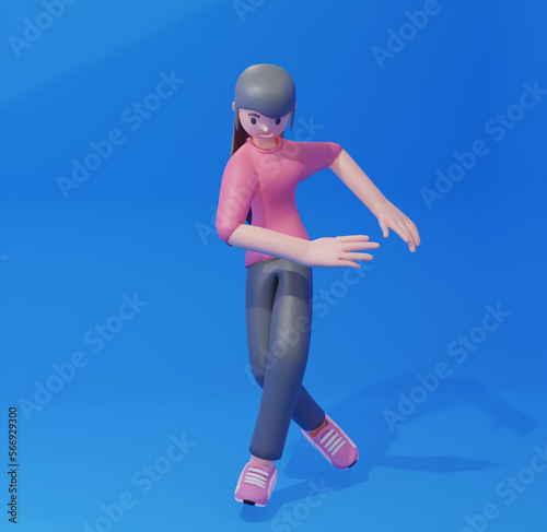business Girl 3d illustration. a professional in developing business and managing marketing strategies to increase office income