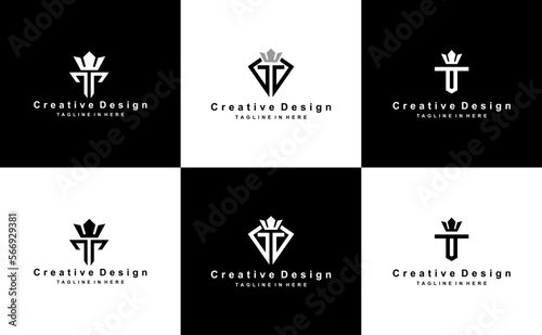 creative T letter crown luxury monogram logo design idea vector