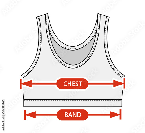 Clothing size chart vector illustration ( Women's sports bra )