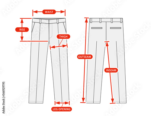 Clothing size chart vector illustration ( Suit pants | Suit trousers )