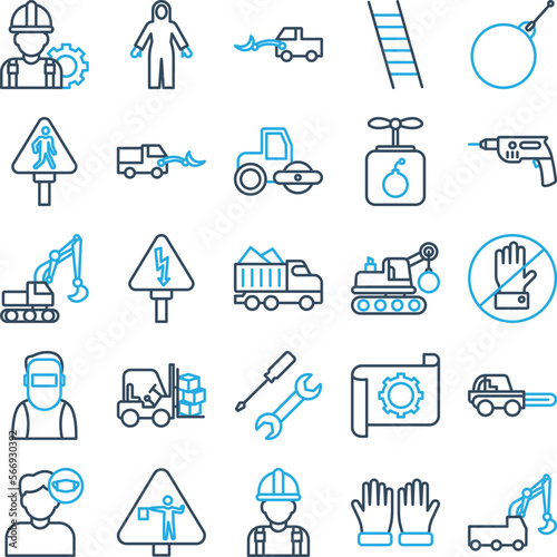 Construction vector icons, architecture icons pack, construction icons set, engineering icons pack, Construction building icons set, icons collection of Construction, Construction line icons set  photo