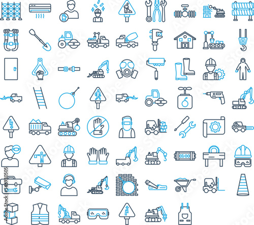 Construction vector icons, architecture icons pack, construction icons set, engineering icons pack, Construction building icons set, icons collection of Construction, Construction line icons set  photo