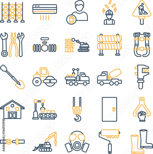 Construction vector icons, architecture icons pack, construction icons set, engineering icons pack, Construction building icons set, icons collection of Construction, Construction line icons set  photo