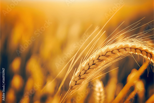 golden wheat field in summer, generative ai