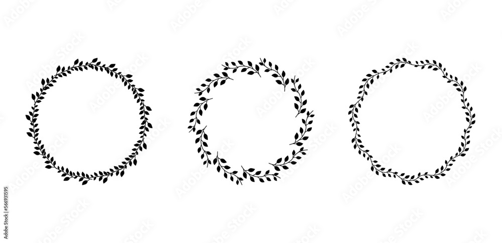 Obraz premium Set of black laurels frames branches.