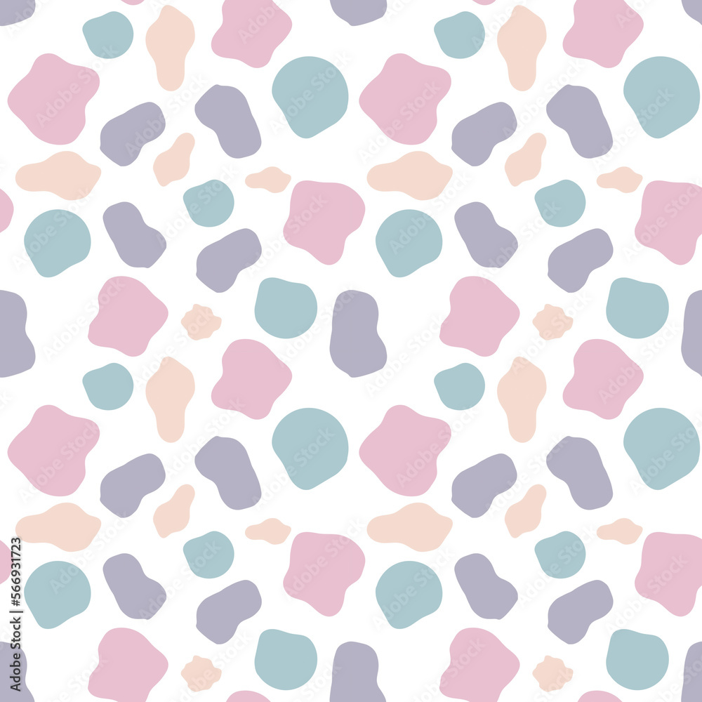 Fototapeta premium Pink, Orange, Purple,Green and white spots texture. Seamless pattern. Abstract background for wrapping paper, textile, Pastel Color wallpaper.